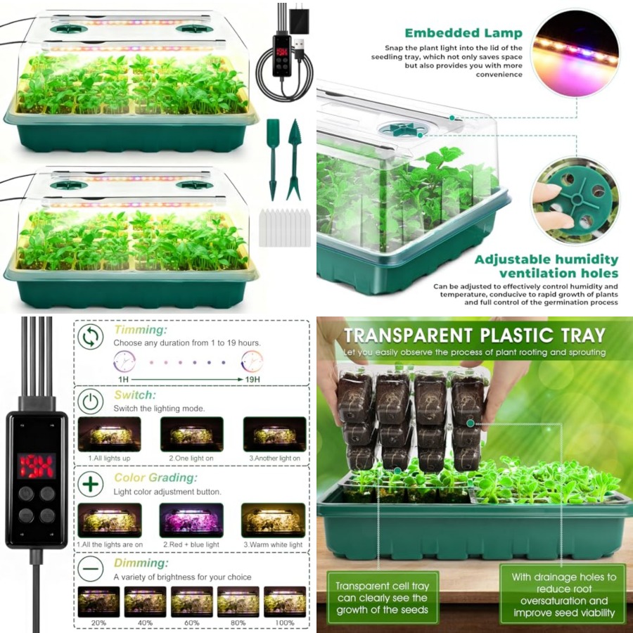 Seed Starter Tray with Grow Li - Humidity Dome Kit recension och pris