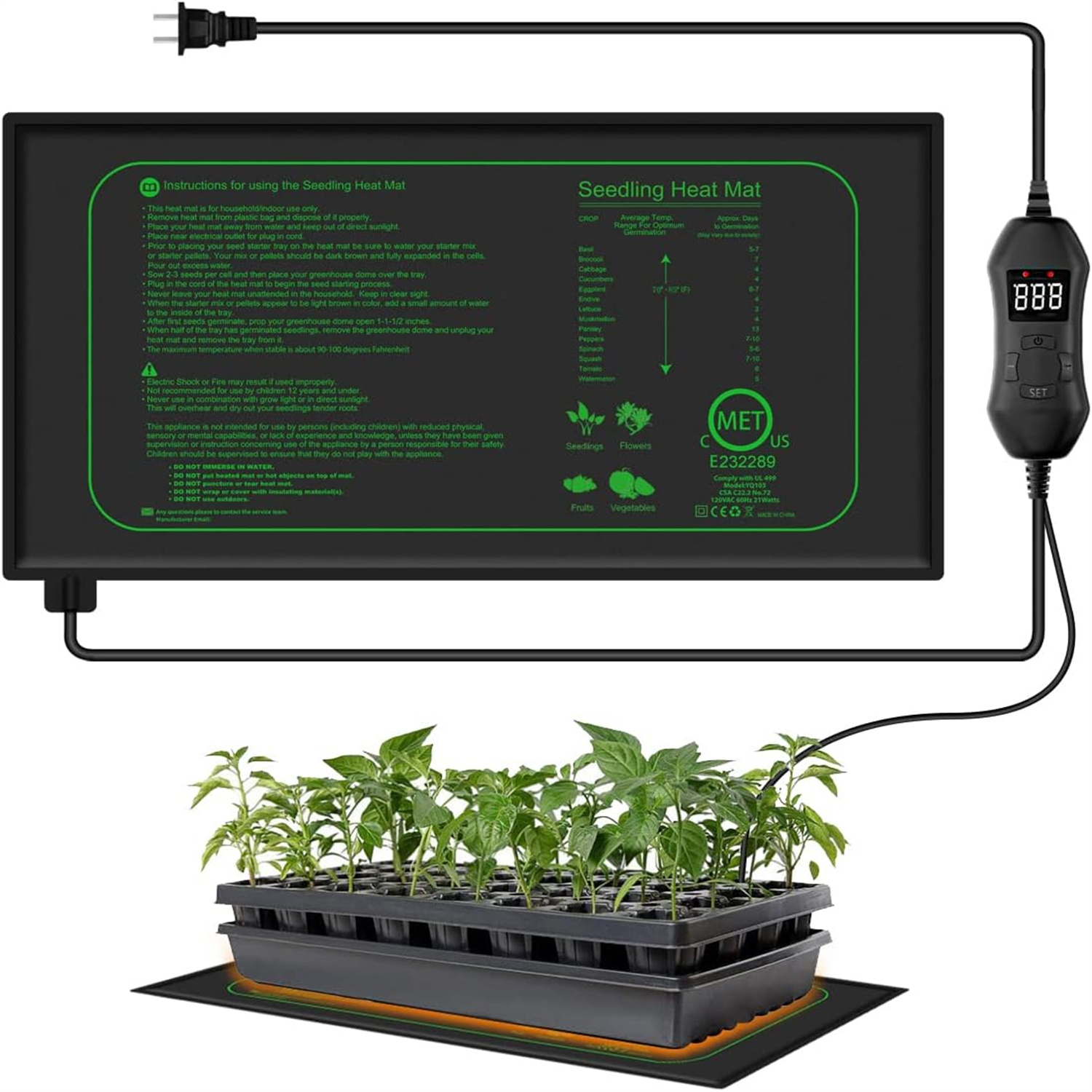Seedling Heat Mat With Digital - Heat Mat Seedling recension och pris