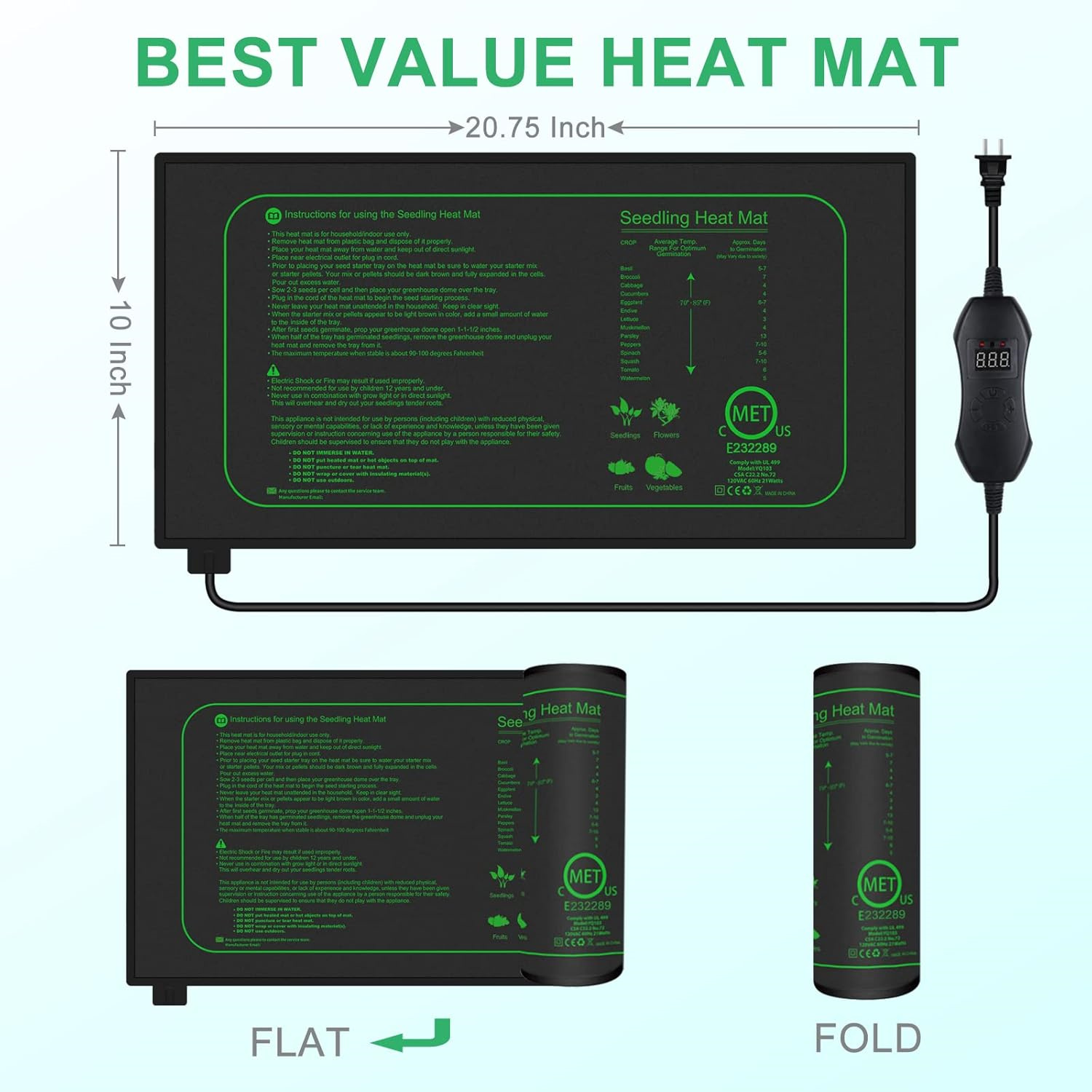 Seedling Heat Mat With Digital - Heat Mat Seedling recension och pris
