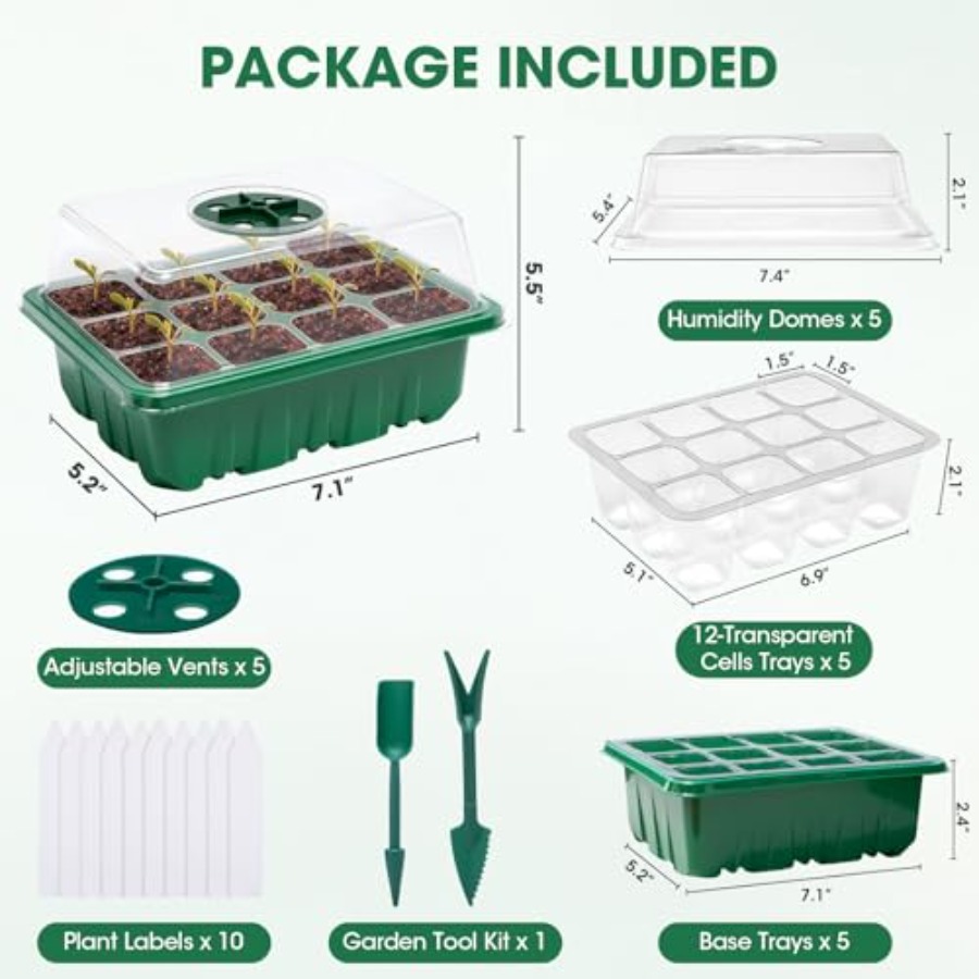 5 Packs Seed Starter Tray with - Humidity Dome Kit recension och pris
